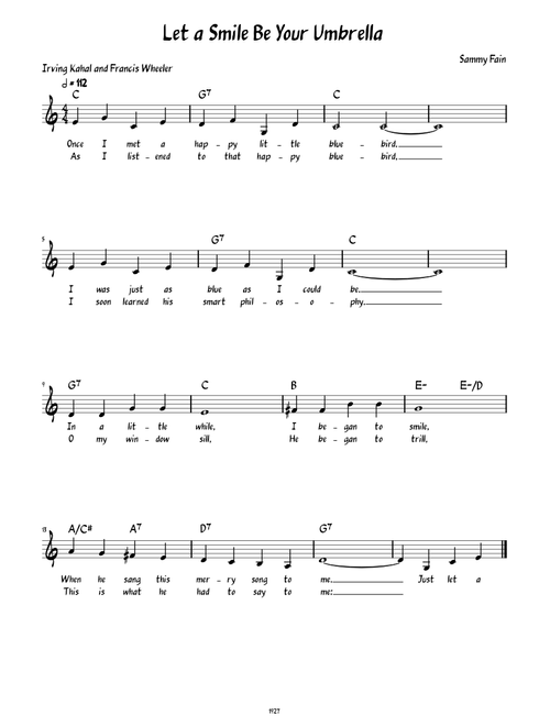 Let A Smile Be Your Umbrella (Lead sheet with verse and lyrics )