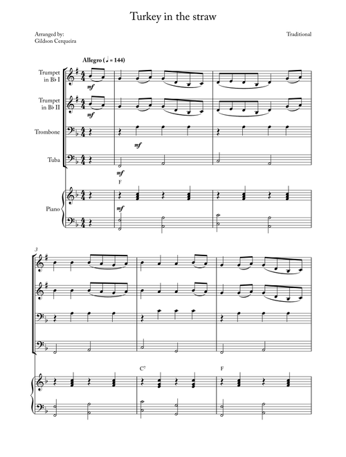 Turkey in the straw (Arr. Gildson Cerqueira) - Traditional (Brass Ensemble)