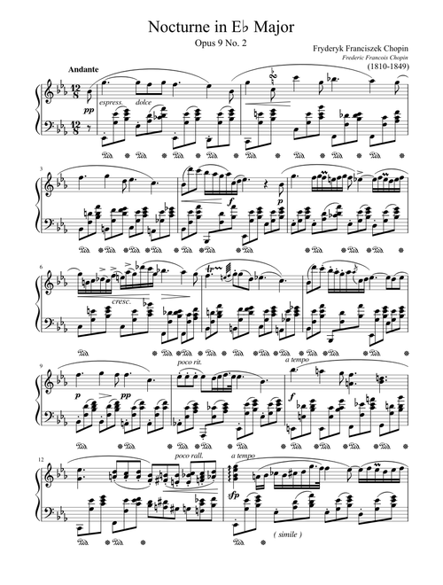 Nocturne Op.9 n°2 in E flat major