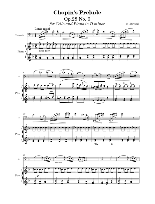 Prelude in B Minor – Frédéric Chopin ( arranged for cello and piano )