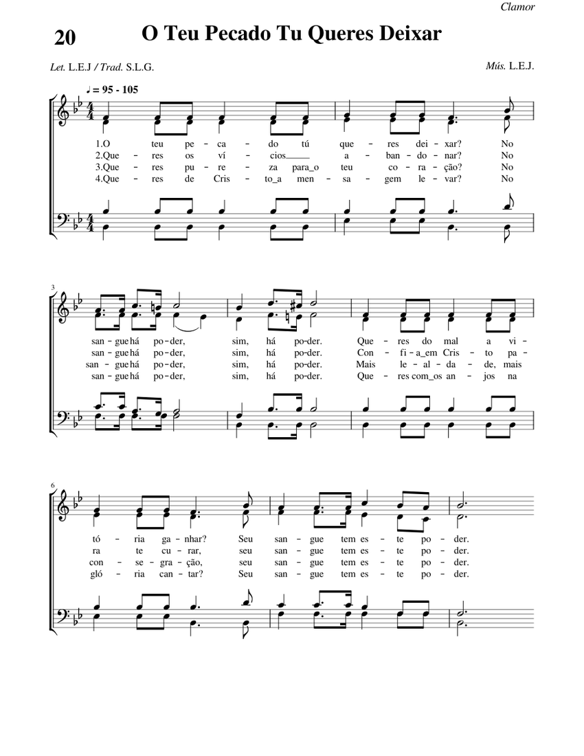 020 - O Teu Pecado Tu Queres Deixar Sheet music for Piano (Piano Duo ...