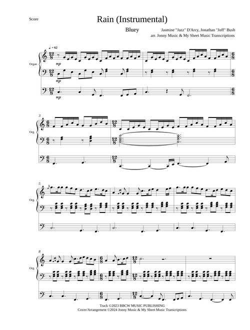 Rain (Instrumental) Bluey Organ Cover