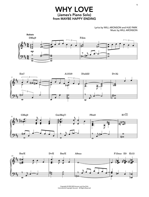 Why Love (James's Piano Solo) (from Maybe Happy Ending) - Hue Park & Will Aronson (Piano Vocal)