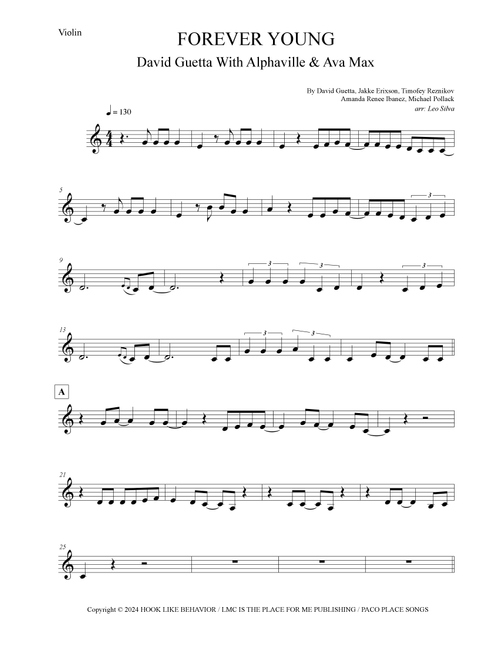 Forever Young (Arr. Leo Silva) - Alphaville & Ava Max David Guetta (Violin Solo)