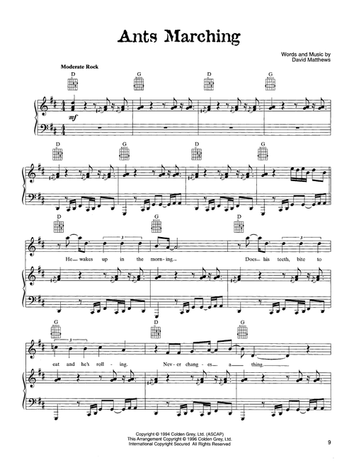 Ants Marching - Dave Matthews Band (Piano-Vocal-Guitar)