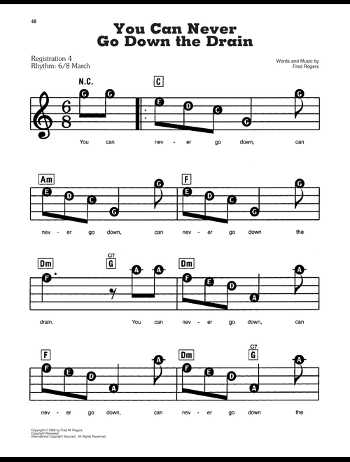 You Can Never Go Down The Drain (from Mister Rogers' Neighborhood) - Fred Rogers (E-Z Play Today)