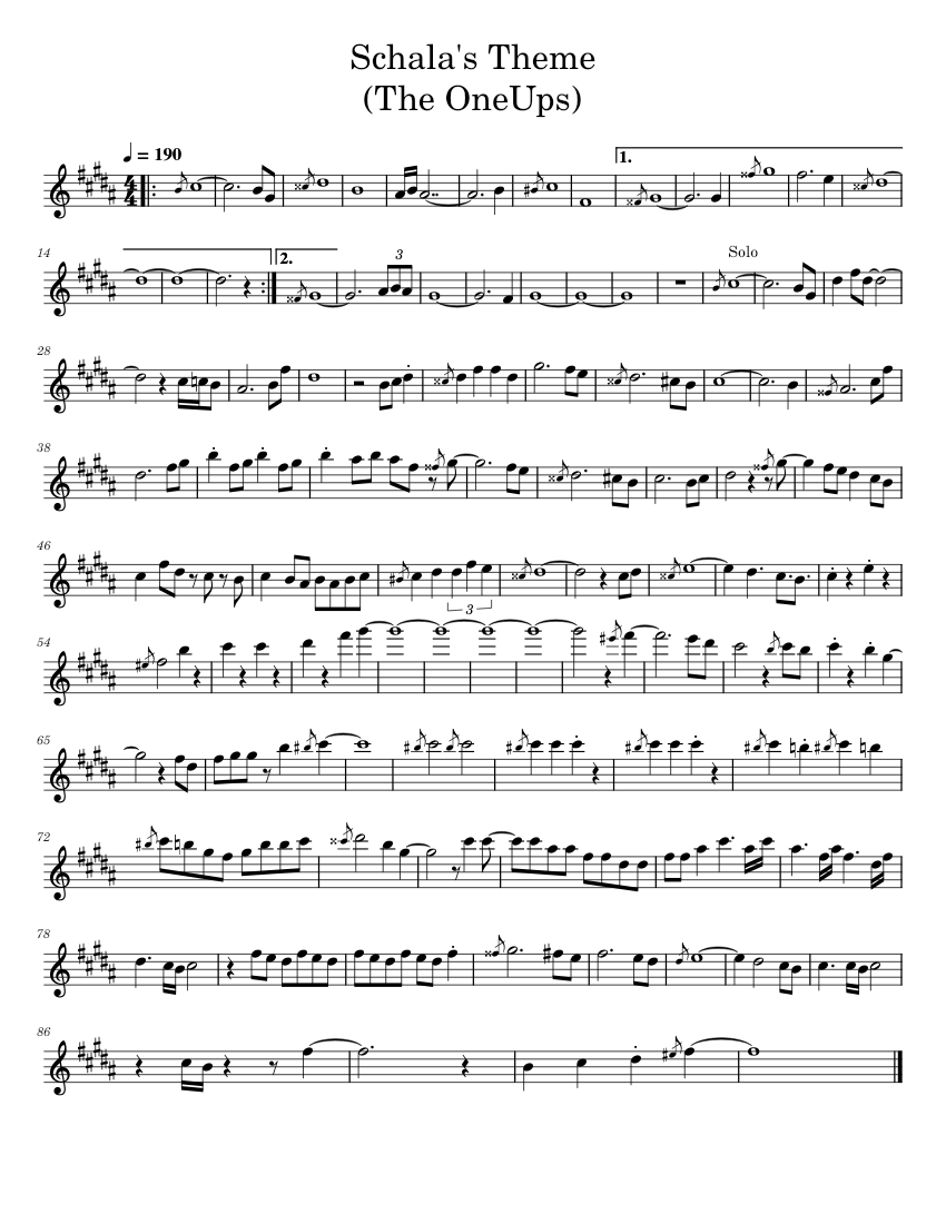 Schala's Theme Sheet Music for Saxophone alto (Solo