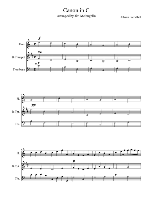 Canon in C : Flute, Trumpet, and Trombone