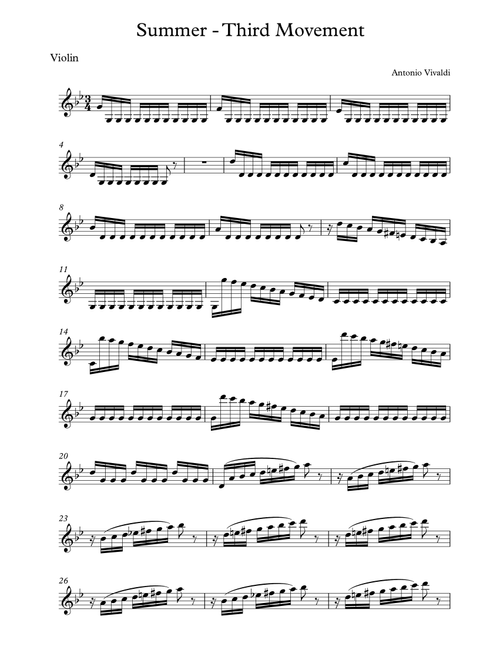 Vivaldi - Summer - Third Movement (Violin) (Arr. Wesley S. SIlva) - Antonio Vivaldi (Violin Solo)