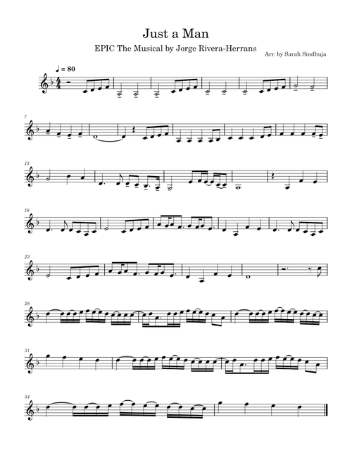 JUST A MAN VIOLIN SHEET MUSIC