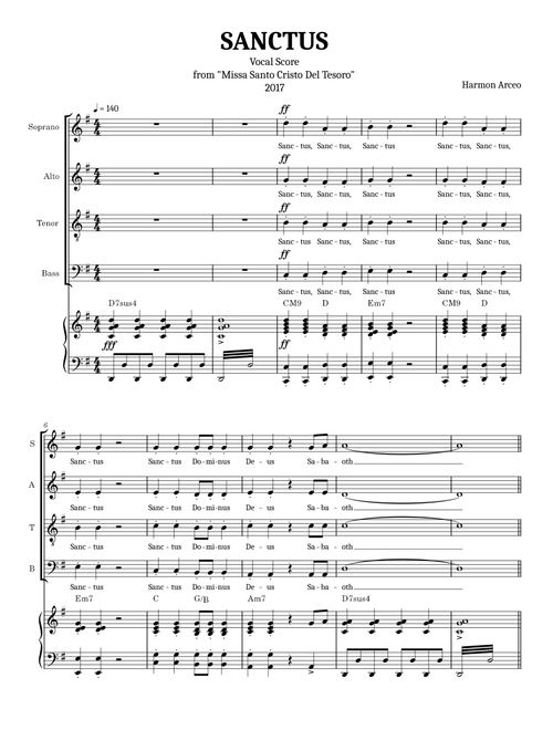 Sanctus (Vocal Score) by Harmon Arceo from Missa Santo Cristo Del Tesoro
