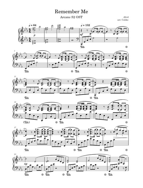 Remember Me - d4vd (Arcane Season 2 OST) Piano Solo