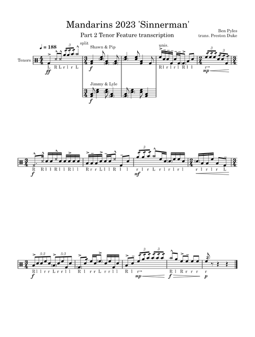 Mandarins 2023 Part 2 Tenor Feature transcription