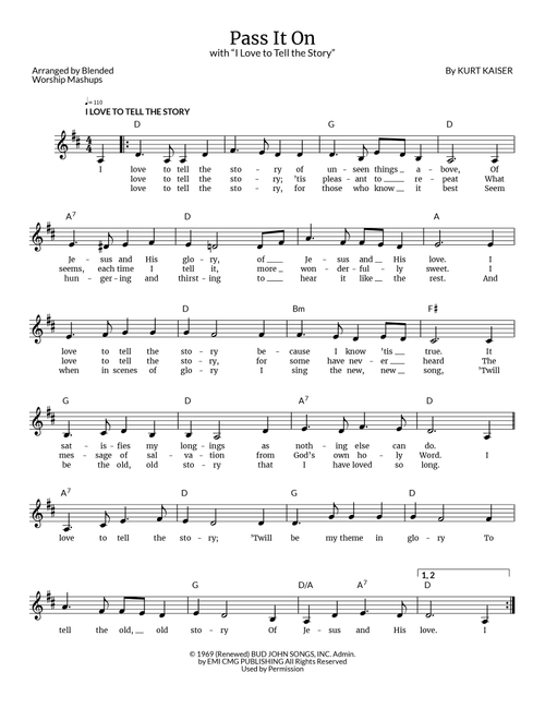 Pass It On (Arr. Blended Worship Mashups) - Kurt Kaiser (Lead Sheet - Fake Book)