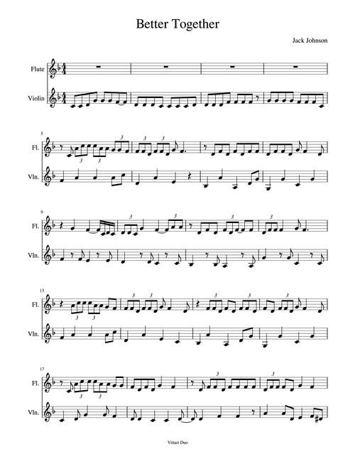 Better Together (Arr. Nia Squirrell, Vittari Duo) - Jack Johnson (Instrumental Duet)