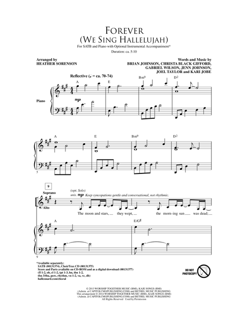 Forever (We Sing Hallelujah) (arr. Heather Sorenson) - Kari Jobe, Brian Johnson, Gabriel Wilson (Choral, SATB)