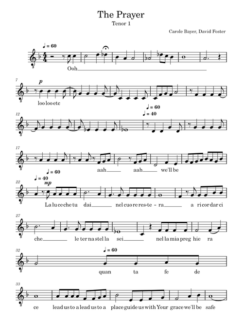 The Prayer – Tenor 1