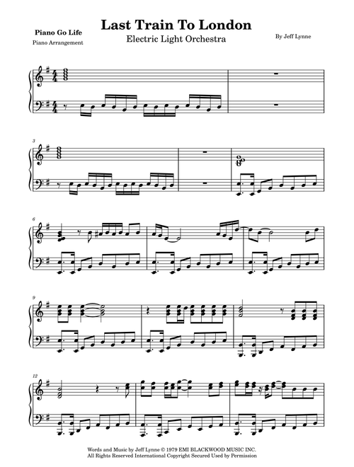 Last Train To London (Arr. Piano Go Life) - Electric Light Orchestra (Piano Solo)