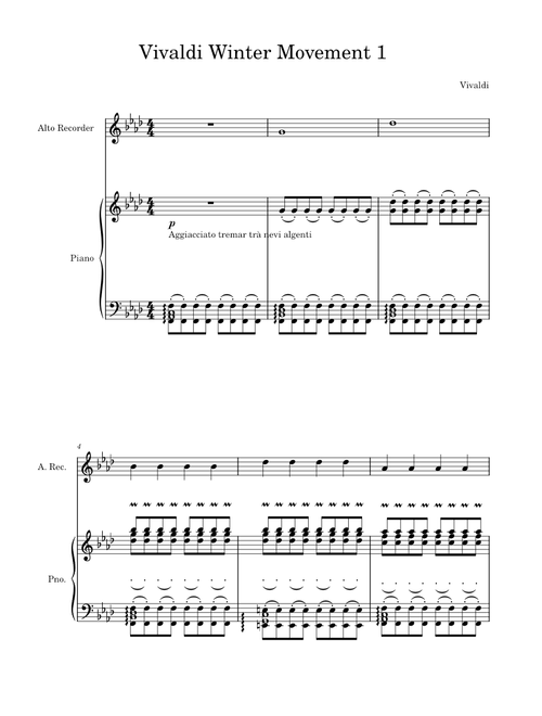 The Four Seasons - Winter – Antonio Vivaldi Vivaldi Winter Movement 1 with recorder