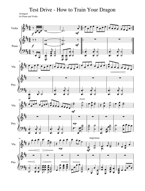 Test Drive How to Train Your Dragon Piano Violin Duet