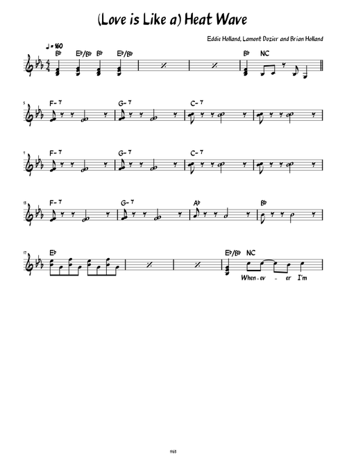 (Love is Like a) Heat Wave (Lead sheet with lyrics )
