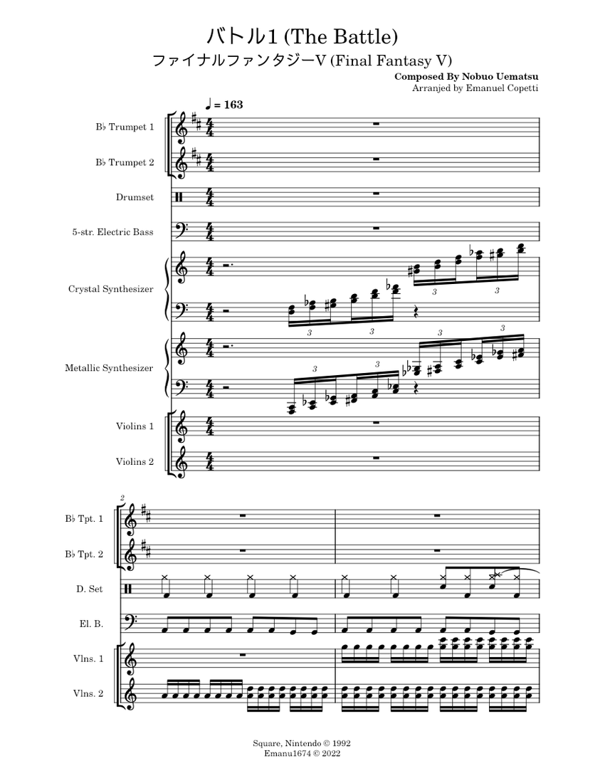 The Battle – Nobuo Uematsu (Final Fantasy V) Sheet music for Trumpet in ...