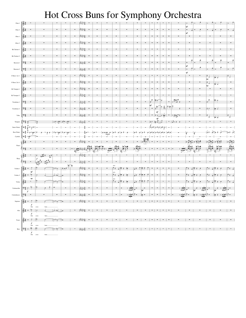 Hot Cross Buns for Symphony Orchestra Sheet music for Piano, Trombone