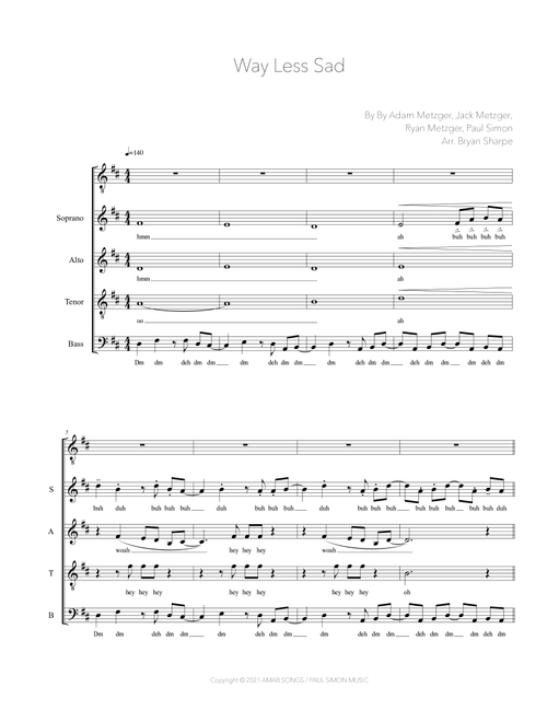 Way Less Sad (Arr. Bryan Sharpe) - AJR (Choral, SATB)