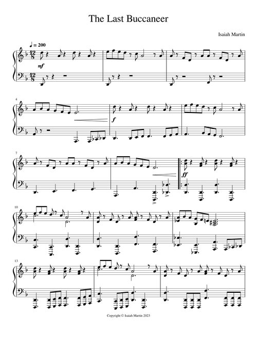 The Last Buccaneer [Piano Solo] - Isaiah Martin