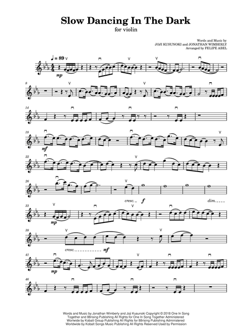 Slow Dancing In The Dark (Arr. Felipe Abel) - Jonathan Wimberly, Joji Kusunoki (Violin Solo)