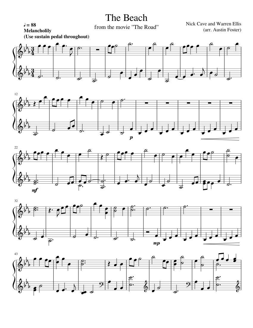 The Beach Sheet Music for Piano (Solo) Easy | MuseScore.com