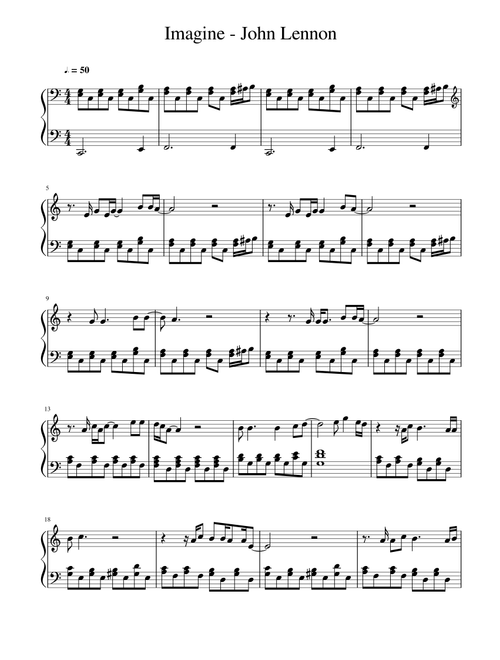 Imagine (Arr. Unknown) - David Archuleta (Easy Piano)