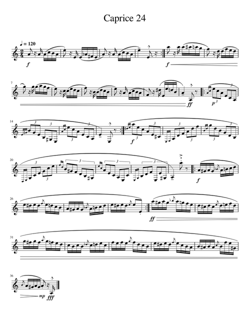 Caprice 24 – Niccolò Paganini Caprice 24 for Bb Clarinet