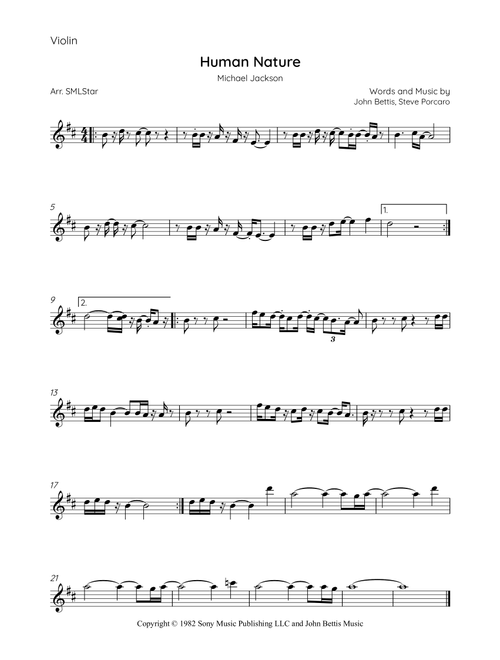 Human Nature (Arr. SMLStar) - Michael Jackson (Violin Solo)