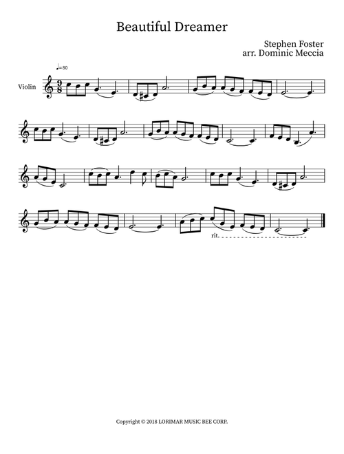 Beautiful Dreamer (Arr. Dominic Meccia) - Stephen Collins (Dp) Foster, Stephen Collins Foster, Alexander M. Courage (Violin Solo)