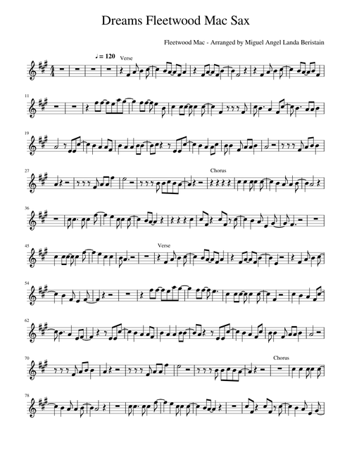 Dreams Fleetwood Mac Alto Saxophone