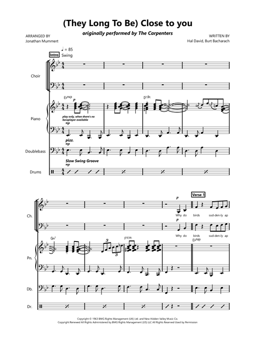 (They Long To Be) Close To You (Arr. Jonathan Mummert) - The Carpenters (Choral, SATB)