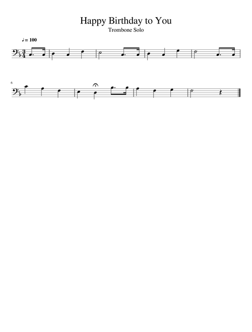 Happy Birthday to You - Trombone Solo