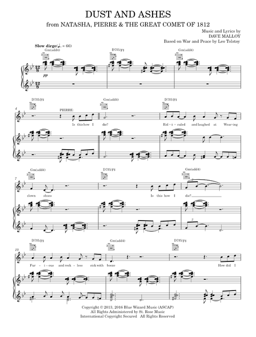 Dust and Ashes - Dave Malloy (Piano-Vocal-Guitar)