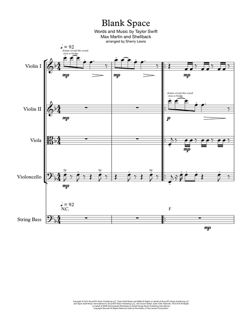 Blank Space (Arr. Sherry Lewis) - Taylor Swift (String Quartet)