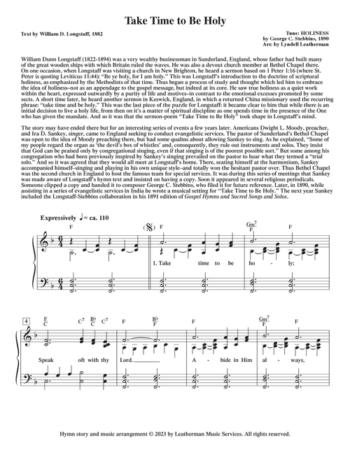 Take Time to Be Holy (Arr. Lyndell Leatherman) - David Au and Steven Au (Piano-Vocal-Guitar (Piano Accompaniment))