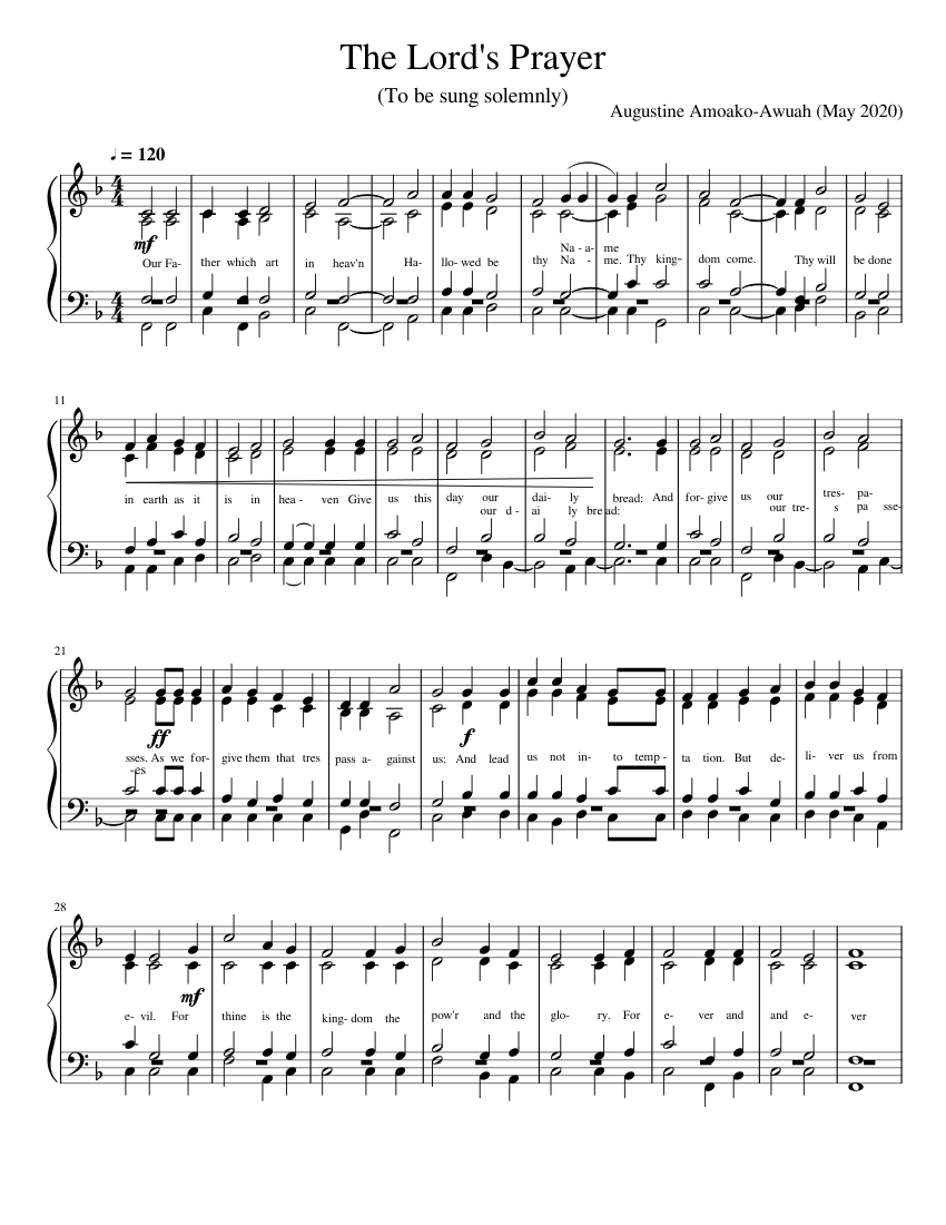 The Lord's Prayer. Sheet Music for Piano (Choral) easy | MuseScore.com