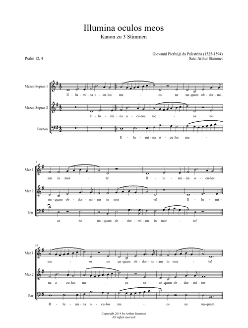 Palestrina - Illumina oculos meos (Kanon zu 3 Stimmen)