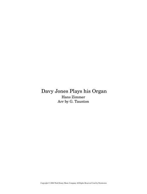 Davy Jones Plays His Organ (Arr. G. Taunton) - Hans Zimmer (Guitar Ensemble)