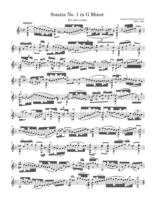 Solo Violin Sonata No. 1 in G Minor [with condensed voices] - J. S. Bach, BWV 1001