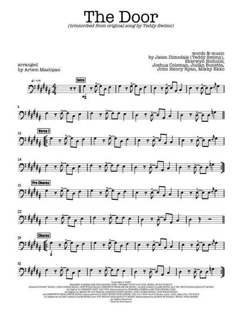 The Door (Arr. Artem Mastipan) - Teddy Swims (Bass Guitar (without TAB))