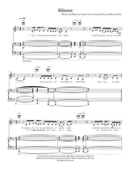 Silence - Grace Carter (Piano-Voice-Guitar)
