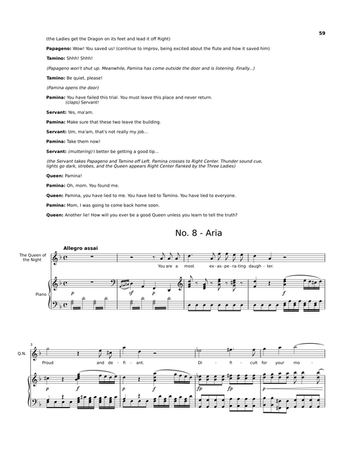 The Magic Flute: One Act Children's Opera: No. 8 - Aria