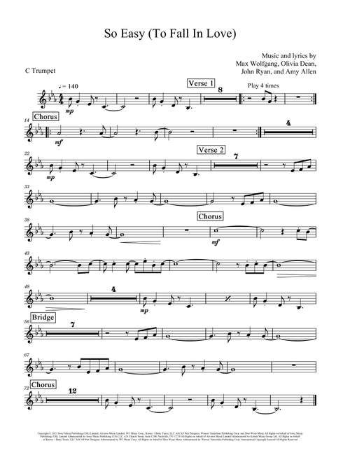 So Easy (To Fall In Love) (Arr. David Lartey) - Olivia Dean (Trumpet Solo)