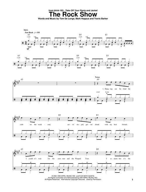 The Rock Show - Blink 182 (Drum Transcription)